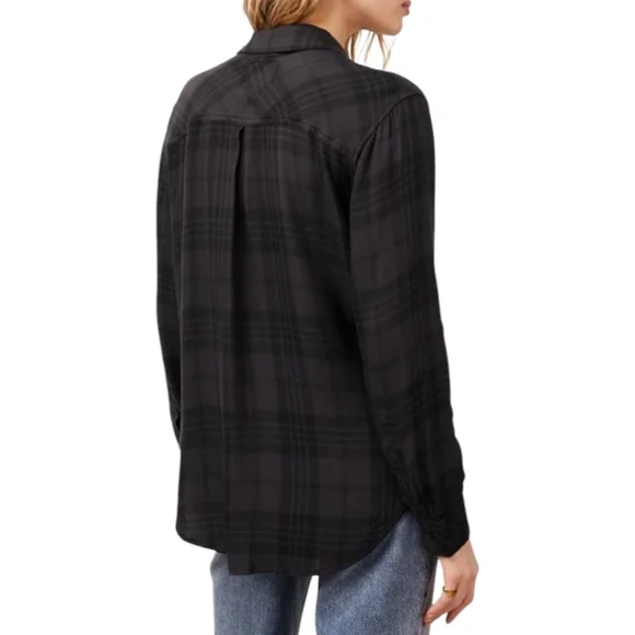 Rails Hunter Plaid Relaxed Fit Shirt Button-down Gray & Black Onyx/Jet Sz Small - Picture 10 of 12